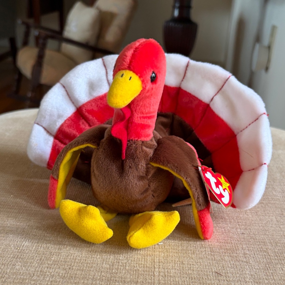 Ty Gobbles Turkey Plush with Red and Yellow Accents